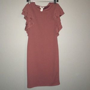 Ruffle sleeve Mauve Dress
